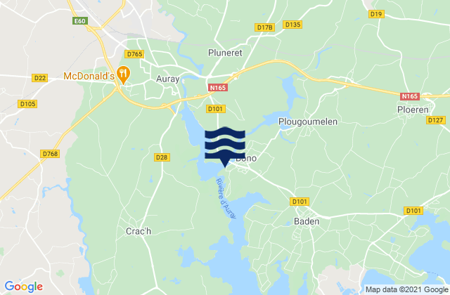 Mappa delle maree di Bono, France
