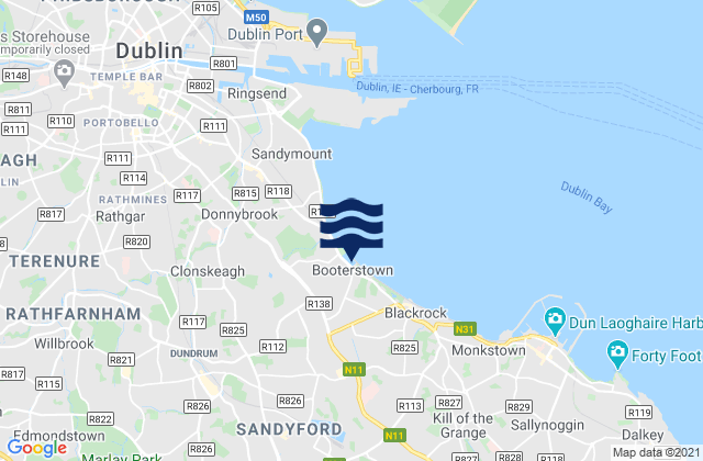Mappa delle maree di Booterstown, Ireland