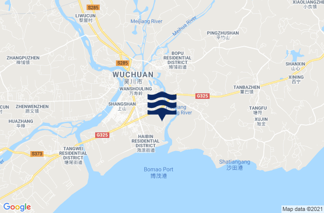 Mappa delle maree di Bopu, China