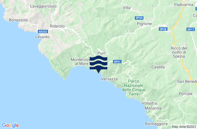 Mappa delle maree di Borghetto di Vara, Italy