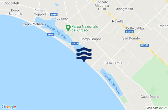 Mappa delle maree di Borgo Grappa, Italy