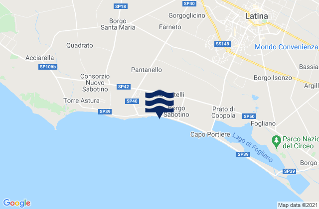 Mappa delle maree di Borgo Podgora, Italy