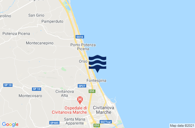 Mappa delle maree di Borgo Stazione, Italy