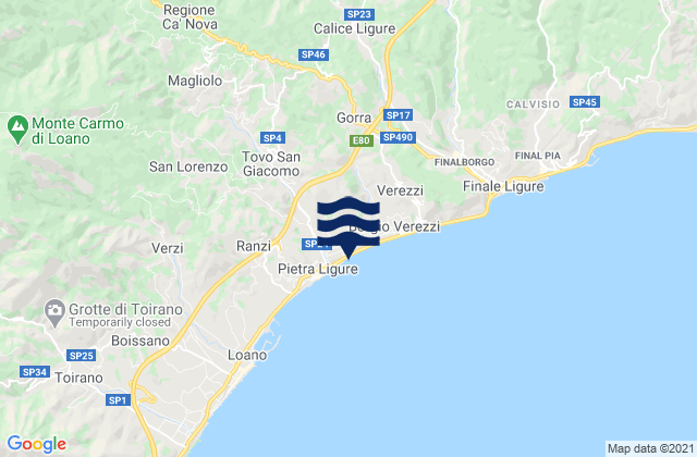 Mappa delle maree di Bormida, Italy
