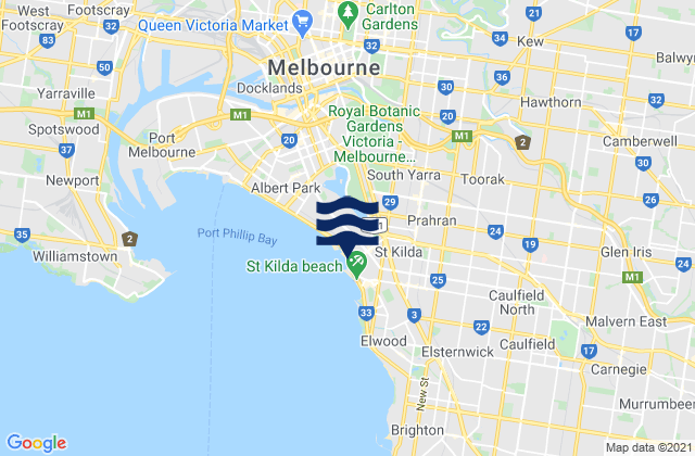 Mappa delle maree di Boroondara, Australia
