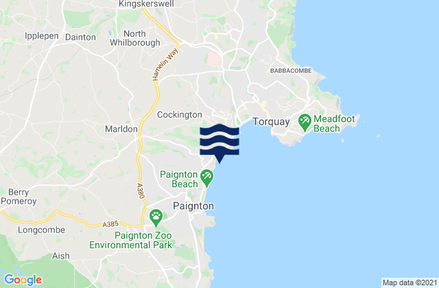 Mappa delle maree di Borough of Torbay, United Kingdom