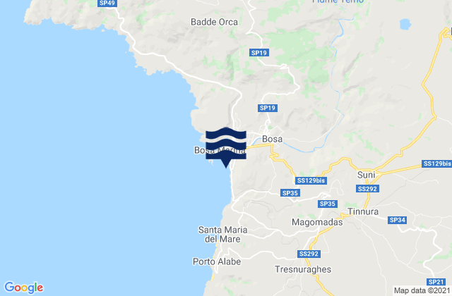 Mappa delle maree di Bosa, Italy