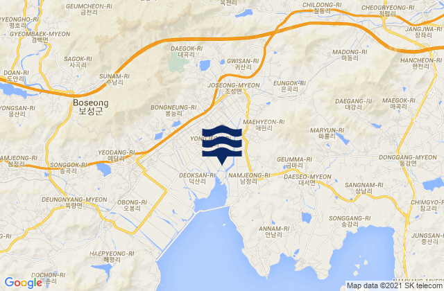 Mappa delle maree di Boseong-gun, South Korea