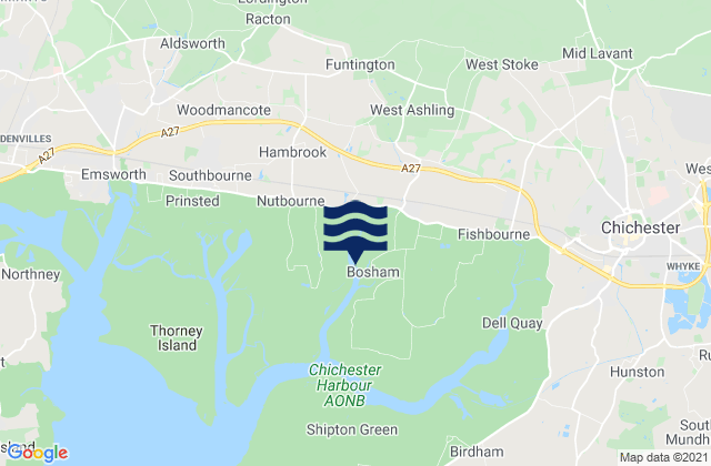 Mappa delle maree di Bosham Harbour Beach, United Kingdom
