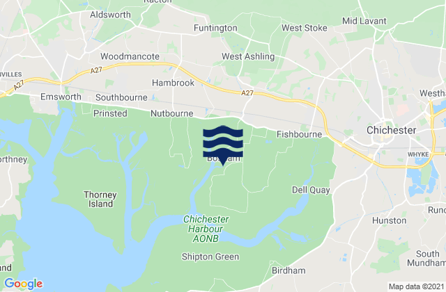 Mappa delle maree di Bosham, United Kingdom