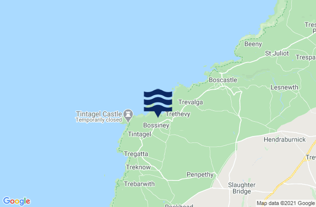 Mappa delle maree di Bossiney Haven, United Kingdom