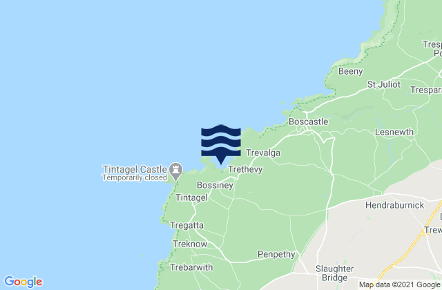 Mappa delle maree di Bossiney and Benoath Cove Beach, United Kingdom