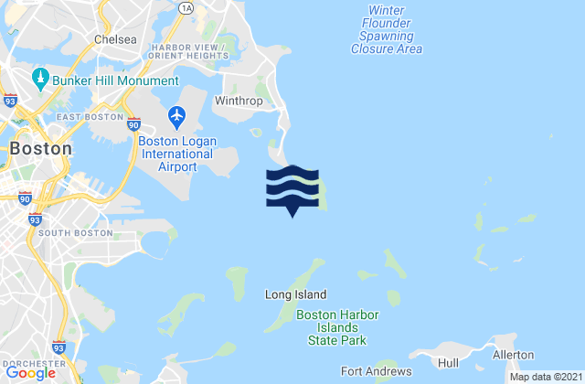 Mappa delle maree di Boston Harbor, United States