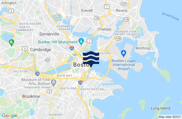 Mappa delle maree di Boston, United States