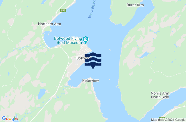 Mappa delle maree di Botwood, Canada