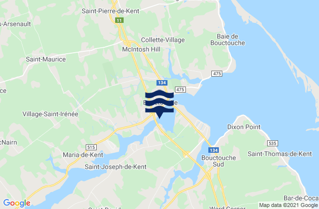 Mappa delle maree di Bouctouche, Canada