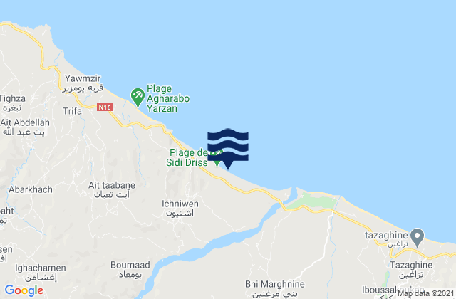 Mappa delle maree di Boudinar, Morocco