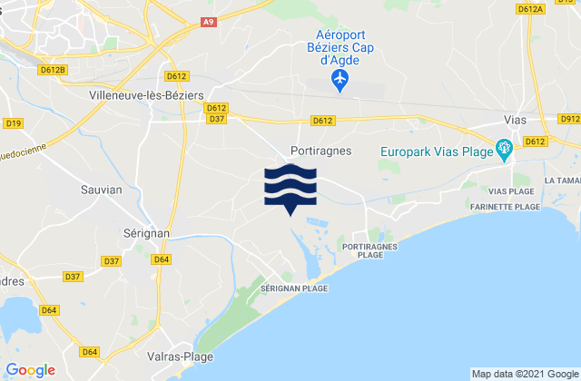 Mappa delle maree di Boujan-sur-Libron, France