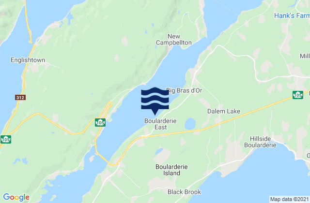 Mappa delle maree di Boularderie east, Canada