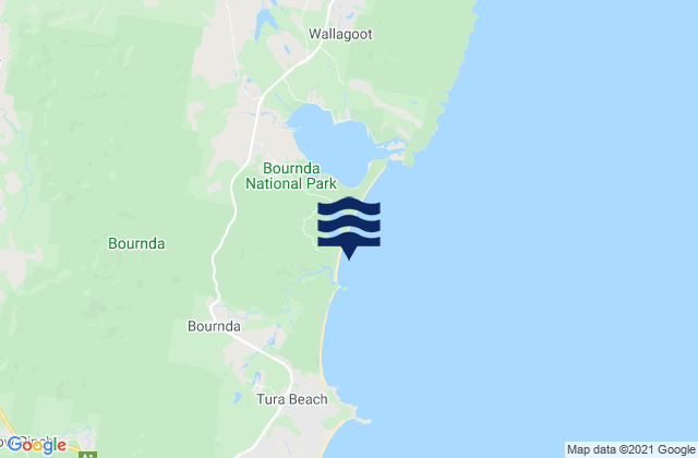 Mappa delle maree di Bournda Beach, Australia