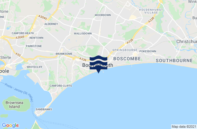 Mappa delle maree di Bournemouth, United Kingdom
