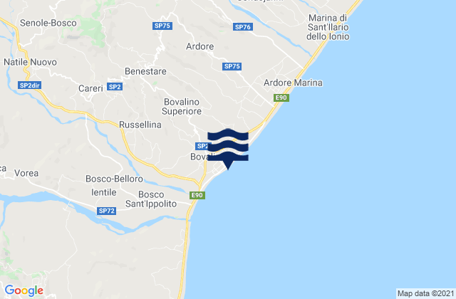 Mappa delle maree di Bovalino Marina, Italy