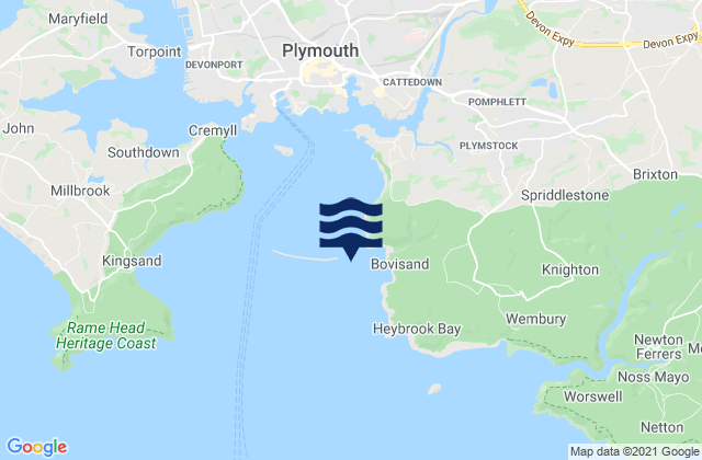 Mappa delle maree di Bovisand Pier, United Kingdom
