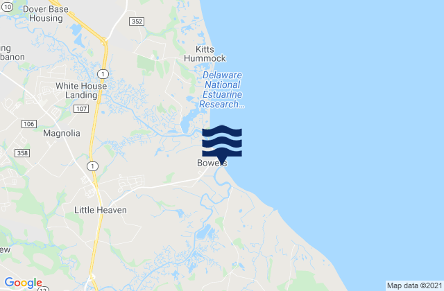 Mappa delle maree di Bowers Beach, United States