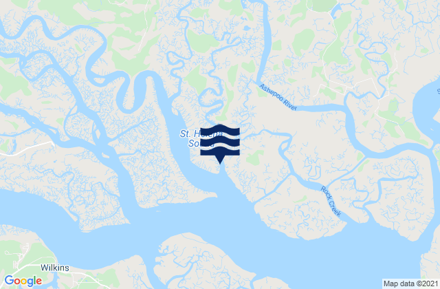 Mappa delle maree di Bowles Island (New Chehaw River), United States
