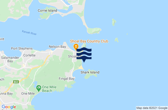 Mappa delle maree di Box Beach, Australia
