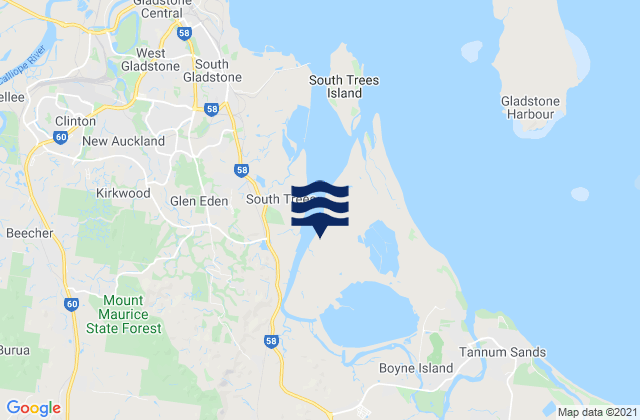 Mappa delle maree di Boyne Island, Australia