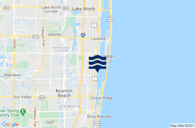 Mappa delle maree di Boynton Tortuga Beach, United States