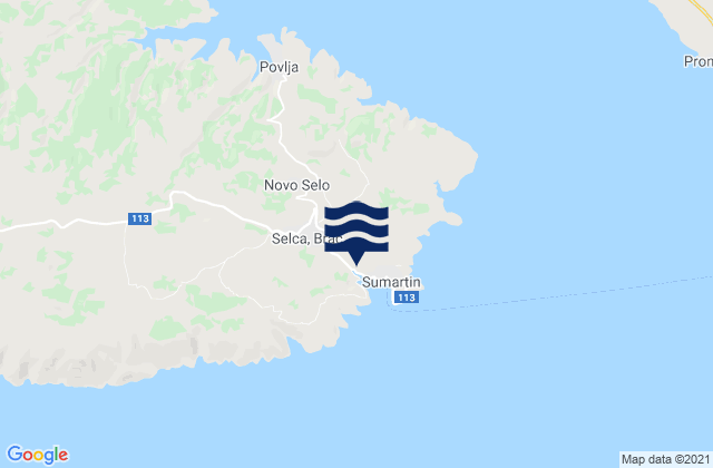 Mappa delle maree di Brac Island, Croatia