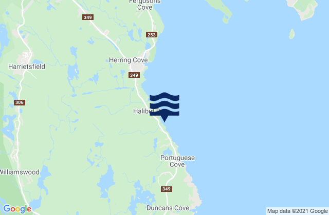 Mappa delle maree di Bracketts Beach, Canada