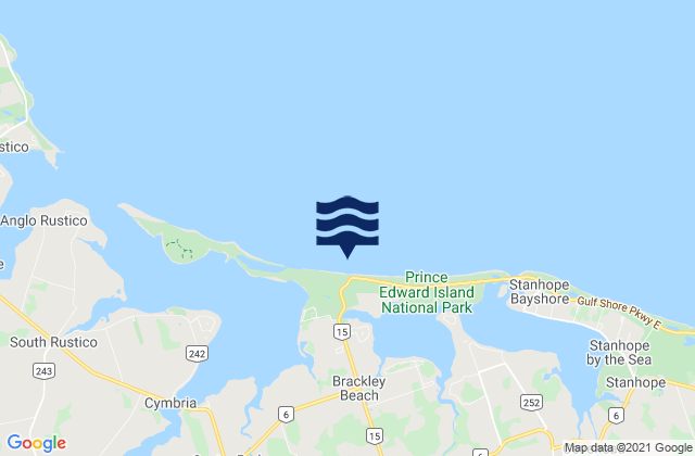 Mappa delle maree di Brackley Beach, Canada