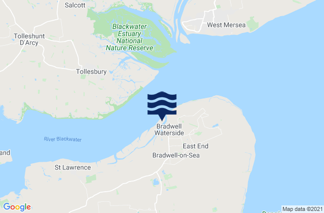 Mappa delle maree di Bradwell Waterside, United Kingdom