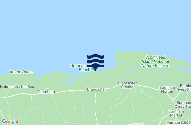 Mappa delle maree di Brancaster Beach, United Kingdom