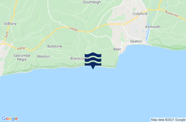 Mappa delle maree di Branscombe Mouth Beach, United Kingdom