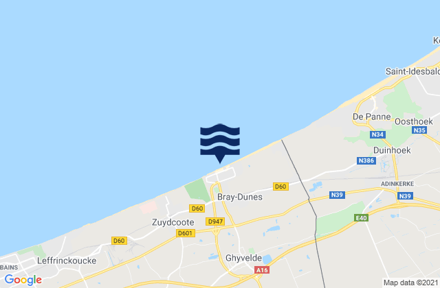Mappa delle maree di Bray-Dunes, Belgium