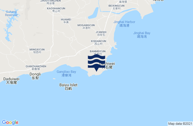 Mappa delle maree di Breaker Point, China