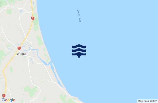 Mappa delle maree di Bream Bay, New Zealand