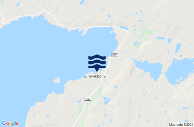 Mappa delle maree di Breivikbotn, Norway