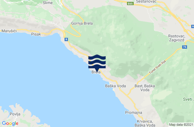 Mappa delle maree di Brela, Croatia