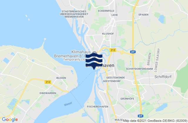 Mappa delle maree di Bremerhaven, Germany