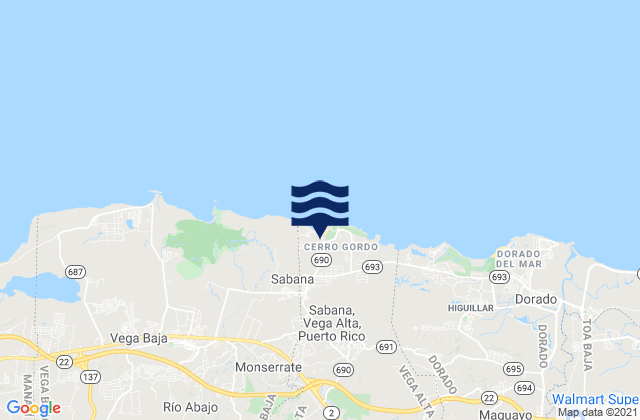 Mappa delle maree di Brenas, Puerto Rico