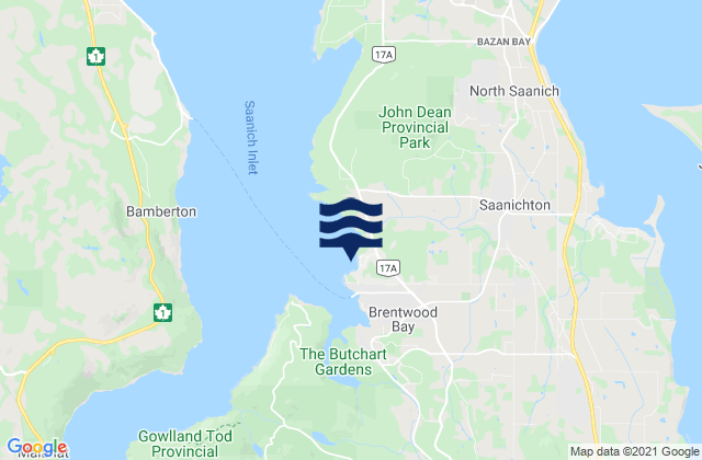 Mappa delle maree di Brentwood Bay, Canada