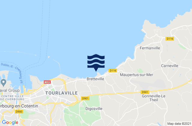 Mappa delle maree di Bretteville, France