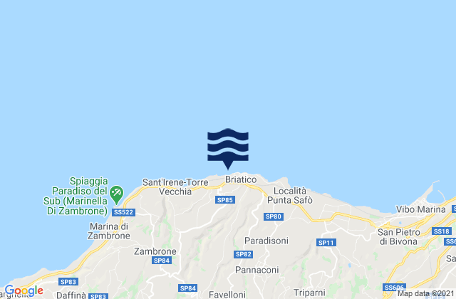 Mappa delle maree di Briatico, Italy