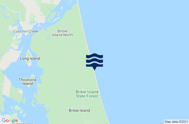 Mappa delle maree di Bribie Island, Australia