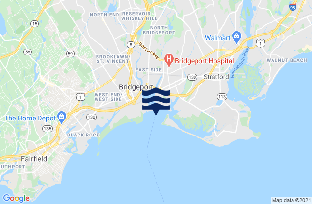 Mappa delle maree di Bridgeport Harbor, United States
